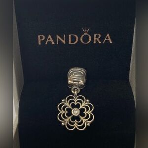 Authentic Pandora Dogwood Dangle Clip with Pink CZ Pandora Charm
-RETIRED-
